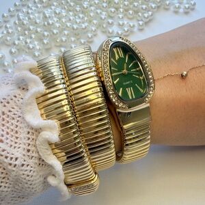Serpenti Watch Gold and Green Quartz Watch
